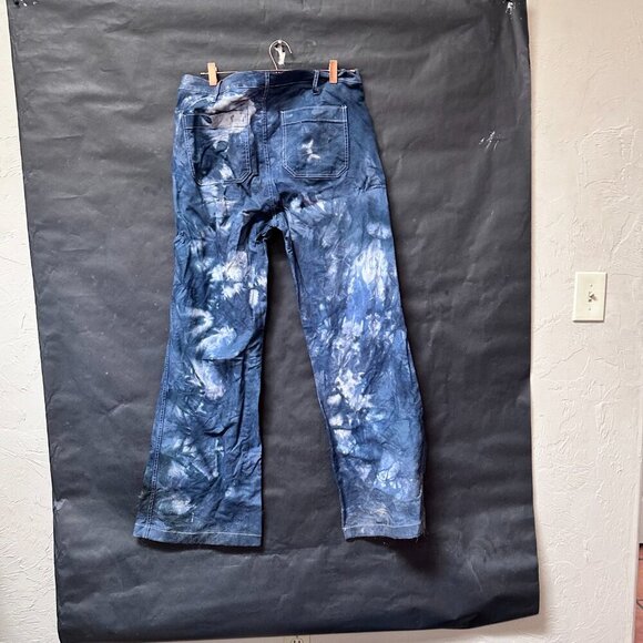 Wide Leg Jeans Black Tie Dye Size 33x34 Denim Ecofriendly Colorfast Tied Dyed - Picture 8 of 10